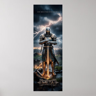 Póster Epic Knight Warrior Poster digital Fantas medieval