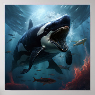 Póster Epic Orca vs Alien Showdown - Impresionante Poster