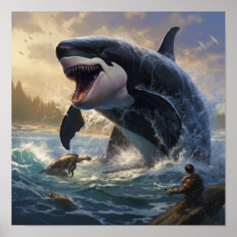Póster Epic Showdown: Orca gigante vs Megalodon poderoso