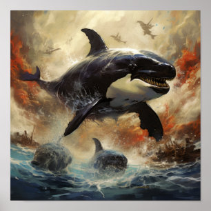 Póster Epic Showdown: Orca vs Godzilla Poster - Liberar