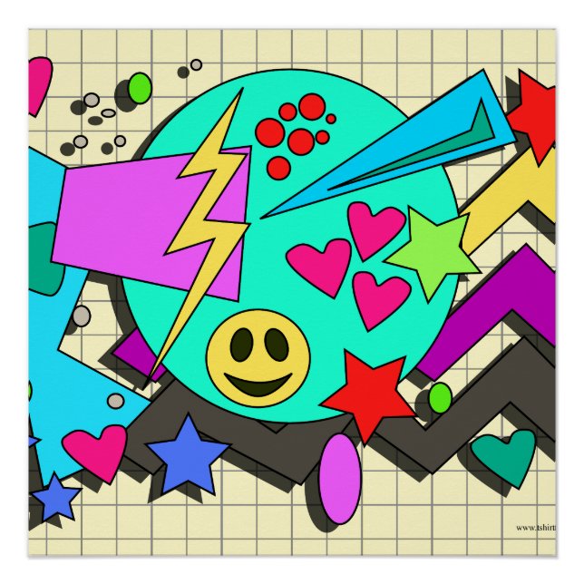 Póster Epic Toon Neon Happy Vibes Flashback Art (Anverso)