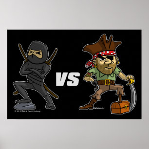 Póster epic Warrior Ninja vs Pirate Poster