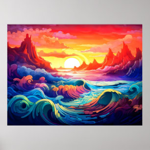 Póster Epic Waves sunset océano 5