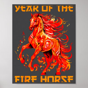 Póster Épico caballo lunar de fuego año sí nuevo chino fe