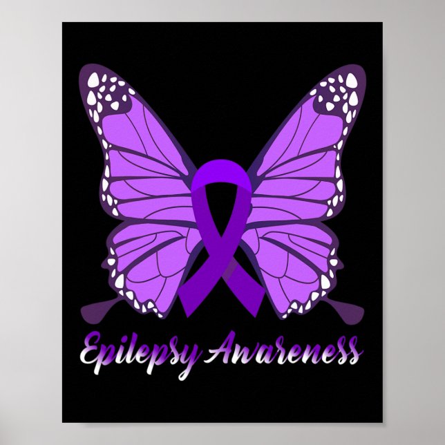 Póster Epilepsia Awareness Butfly Púrpura Cinta Epileps (Frente)