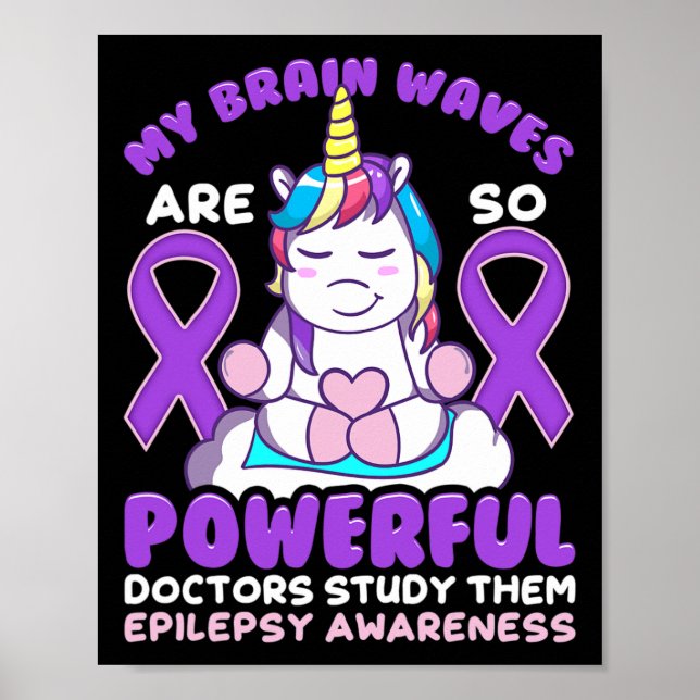 Póster Epilepsia Awareness Cul Funda Unicorn Púrpura Cint (Frente)
