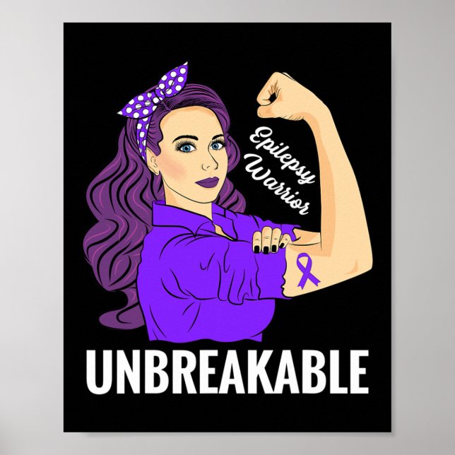 Póster Epilepsia Awareness Epileptic Purple Ribbon Warrio (Frente)
