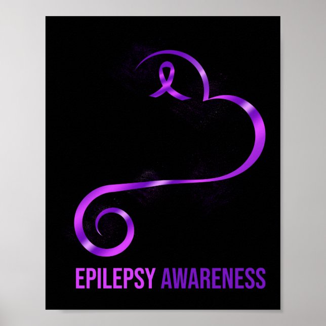 Póster Epilepsia Awareness Heart Ribbon (Frente)