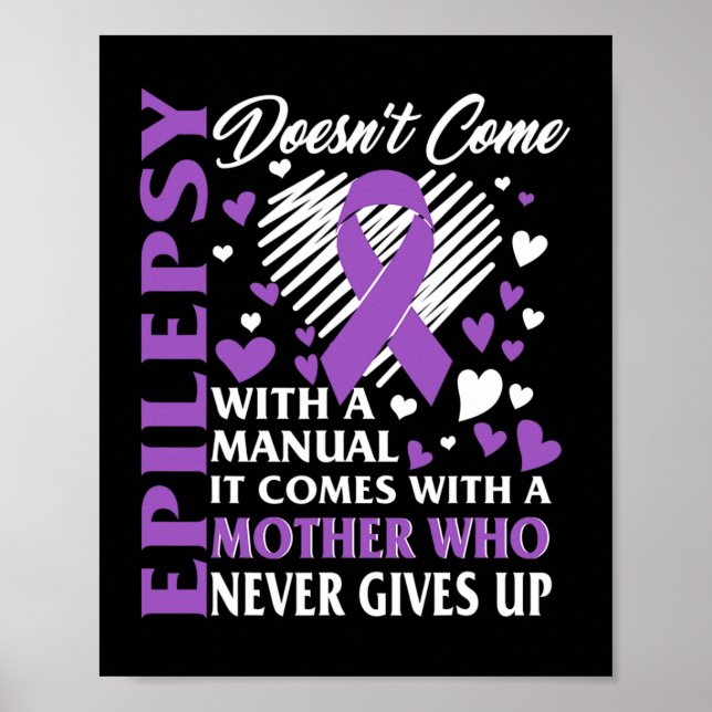 Póster Epilepsia Awareness Mother Purple Ribbon Seized Di (Frente)