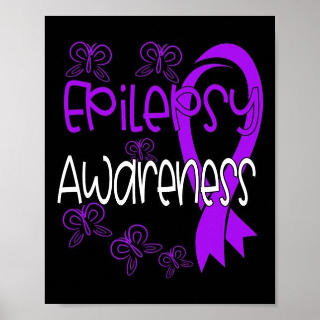 Póster Epilepsia Awareness Purple Ribbon 3 (Frente)