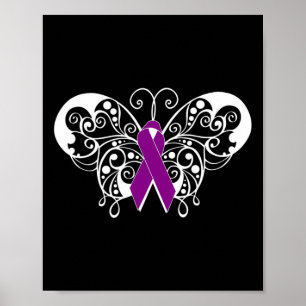 Póster Epilepsia Awareness Purple Ribbon Butfly