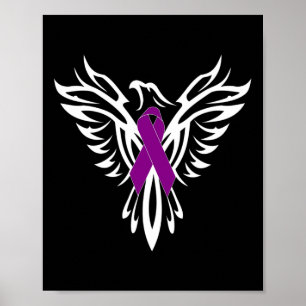 Póster Epilepsia Awareness Púrple Ribbon Phoenix