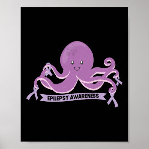 Póster Epilepsia Awareness Ribbon Octopus