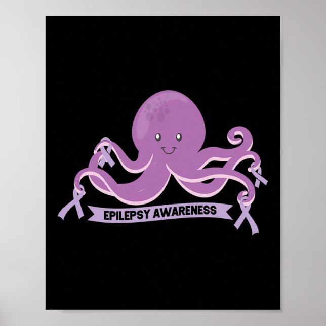 Póster Epilepsia Awareness Ribbon Octopus (Frente)
