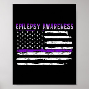 Póster Epilepsia Awareness Usa Flag American Epilepsy Sup