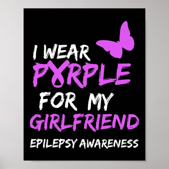 Póster Epilepsia Awareness Yo uso Purple para mi novia (Frente)