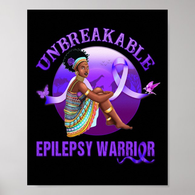 Póster Epilepsia Conciencia a las mujeres negras Guerrera (Frente)