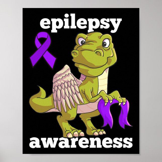 Póster Epilepsia Conciencia Cuidada Dinosaurio T Rex Warr (Frente)