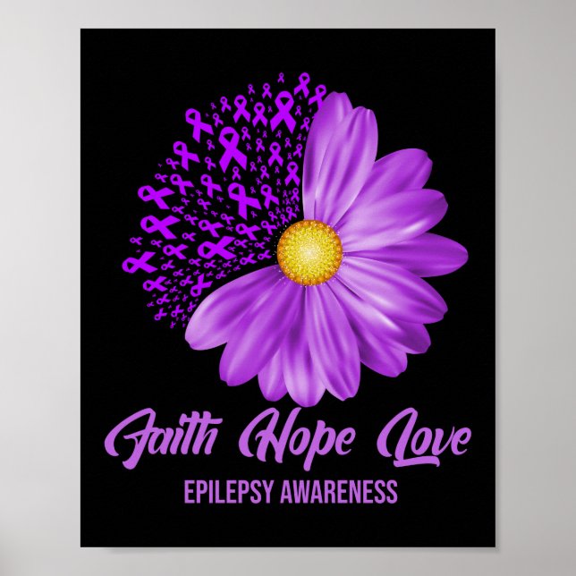 Póster Epilepsia Conciencia Fe Esperanza Amor Flor Flor F (Frente)
