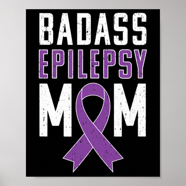 Póster Epilepsia Conciencia Mala Epilepsia Mamá Cinta Púr (Frente)