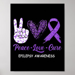 Póster Epilepsia Conciencia Paz Amor Cure Leopard