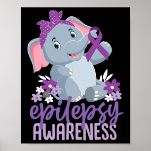 Póster Epilepsia divertida Conciencia Flor Elephant Ribbo