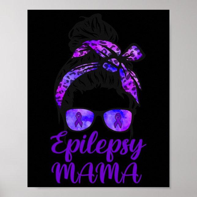 Póster Epilepsia Mama Messy Bun Hair Gles Bandana Purple  (Frente)