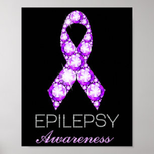Póster Epilepsia Sensibilización Conciencia Cinta Púrpura