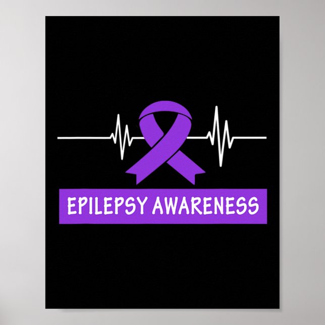 Póster Epilepsia Sensibilización Niños con latidos morado (Frente)