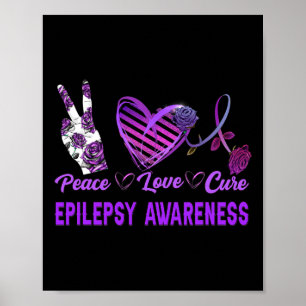 Póster Epilepsia Sensibilización Paz Amor Cure Purple Reg