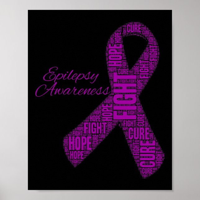 Póster Epilepsy Awareness Fight Hope Cure Ribbon Purple (Frente)