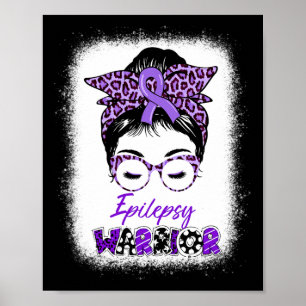 Póster Epilepsy Awareness Messy Bun Warrior Leopard Banda