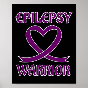 Póster Epilepsy Warrior Purple Heart Ribbon Awareness