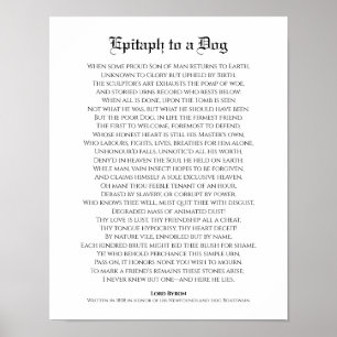 Póster Epitafio a un perro, poema de Lord Byron