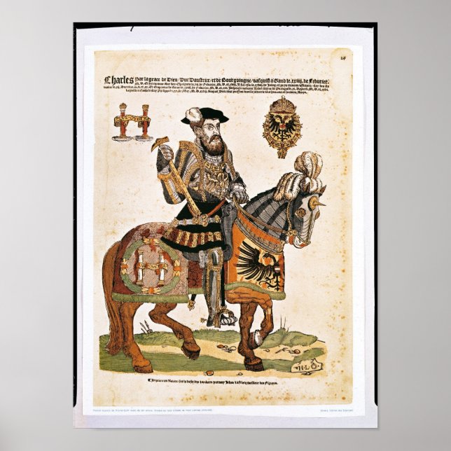 Póster Equestrian portrait of Charles V in armour (Frente)