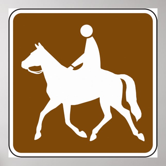 Póster Equestrian Trail Riding Horse Silhouette Icon (Frente)