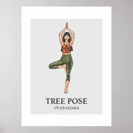 Póster Equilibrio de estiramiento de yoga de árbol de fos