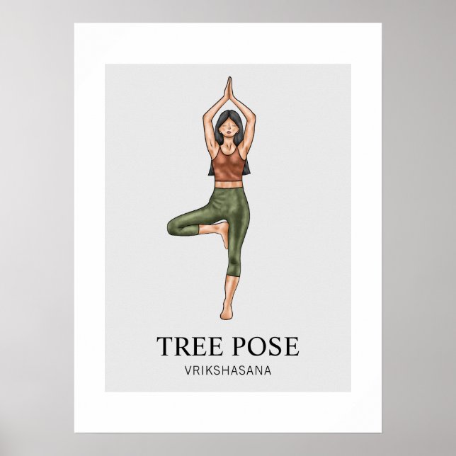 Póster Equilibrio de estiramiento de yoga de árbol de fos (Frente)