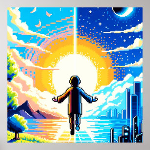 Póster Equilibrio de mundos - Futurista tecnología de art