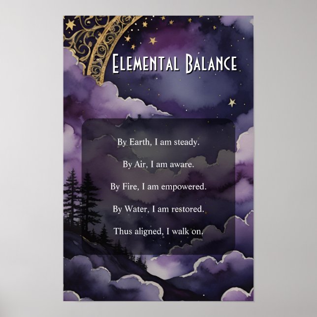 Póster Equilibrio Elemental Oración Pagana del Cielo Noct (Frente)