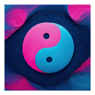 Póster Equilibrio geométrico: patrón vibrante de Yin Yang