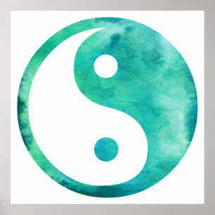 Póster Equilibrio verde azulado del Taoism de Yin Yang de