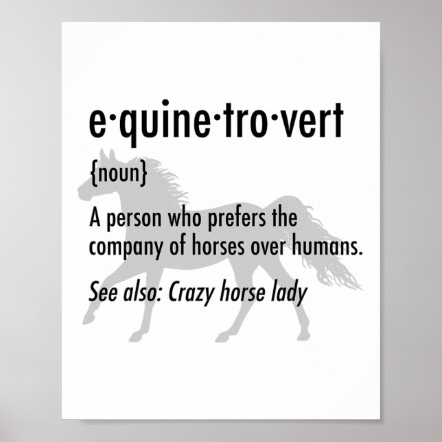 Póster Equine Introvert Funny Horse Lover Gift (Frente)