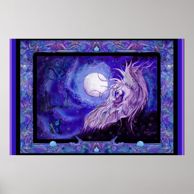 Póster equino de caballo de unicornio pegasus (Frente)