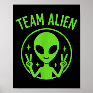 Póster Equipo Alien – Divertido Extraterrestre Verde Paz