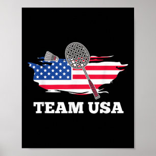 Póster Equipo Americano Usa Raqueta De Bádminton Jugador