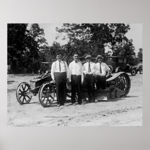 Póster Equipo antiguo de la construcción de carreteras de