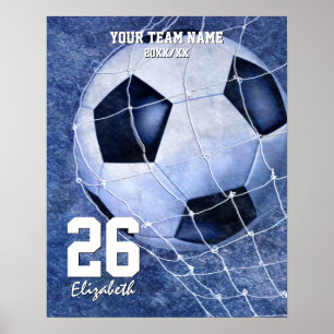 Póster equipo conmemorativo de fútbol de chicas final de 