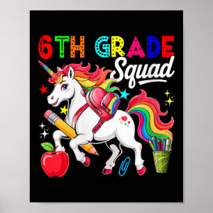 Póster Equipo de 6º Grado de Mujeres Unicornio de Regreso