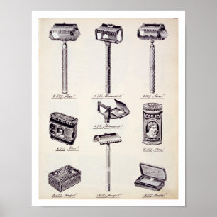 Póster Equipo de afeitado masculino, de un catálogo comer